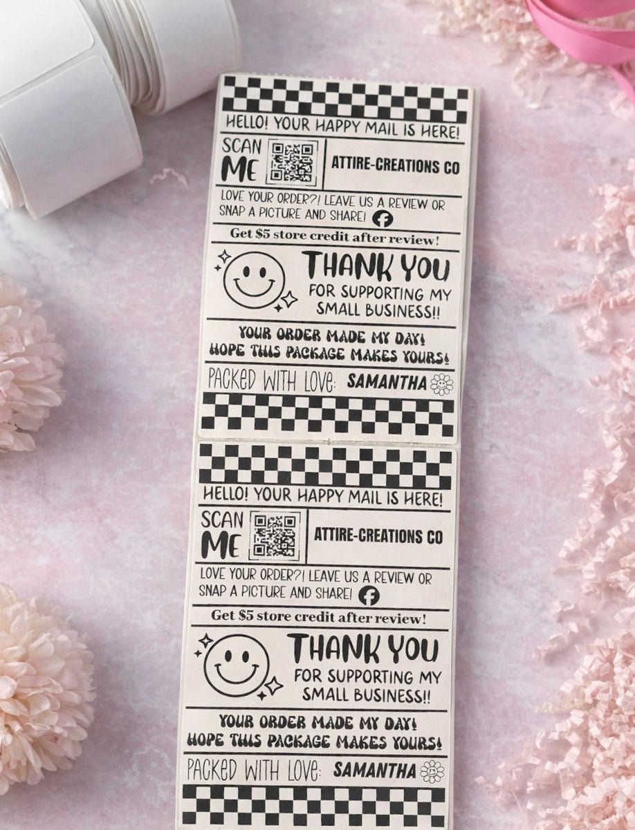 Custom Happy Mail Labels (4x6 Thermal – Logo + QR Code) - Attire - Creations Co