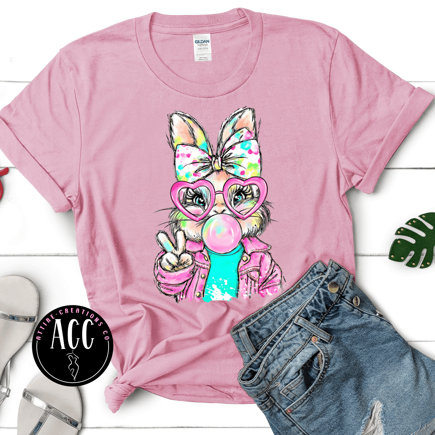 Easter Bunny blowing bubble with bow - Attire - Creations Co