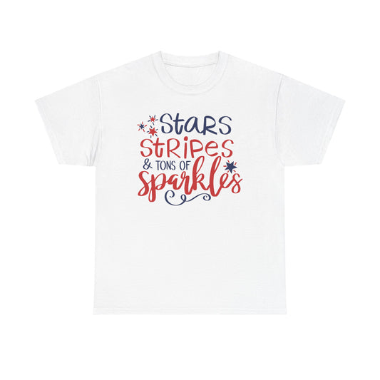 Stars & Stripes Unisex Tee for Celebrations, Independence Day Shirt, Casual Summer Outfit, Gift for Patriots, July 4th Apparel