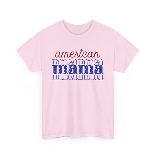 American Mama Unisex Heavy Cotton Tee - Perfect for Mother's Day, Patriotic Celebrations, Casual Wear, Gifts, Family Get-Togethers