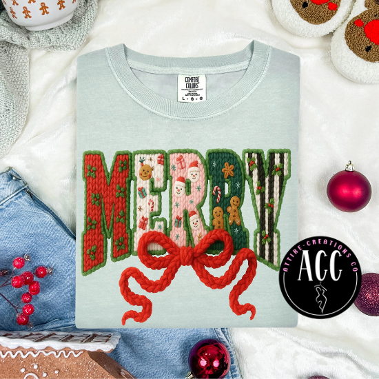 FAUX Yarn- Merry Christmas with Bow