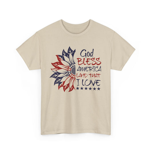 God Bless America Unisex Heavy Cotton Tee | Patriotic T-Shirt for Independence Day, Memorial Day, and Gifts