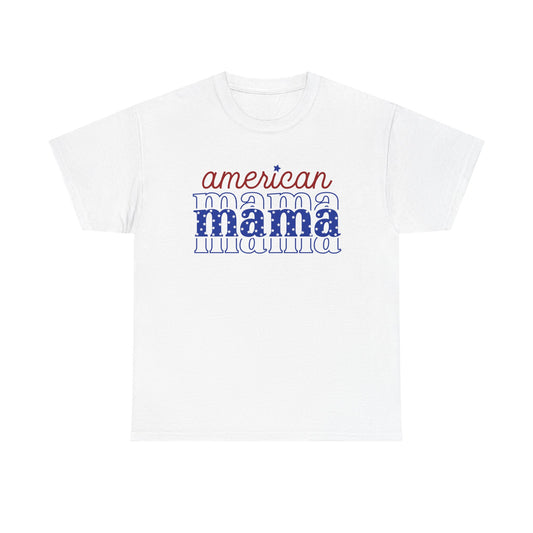 American Mama Unisex Heavy Cotton Tee - Perfect for Mother's Day, Patriotic Celebrations, Casual Wear, Gifts, Family Get-Togethers