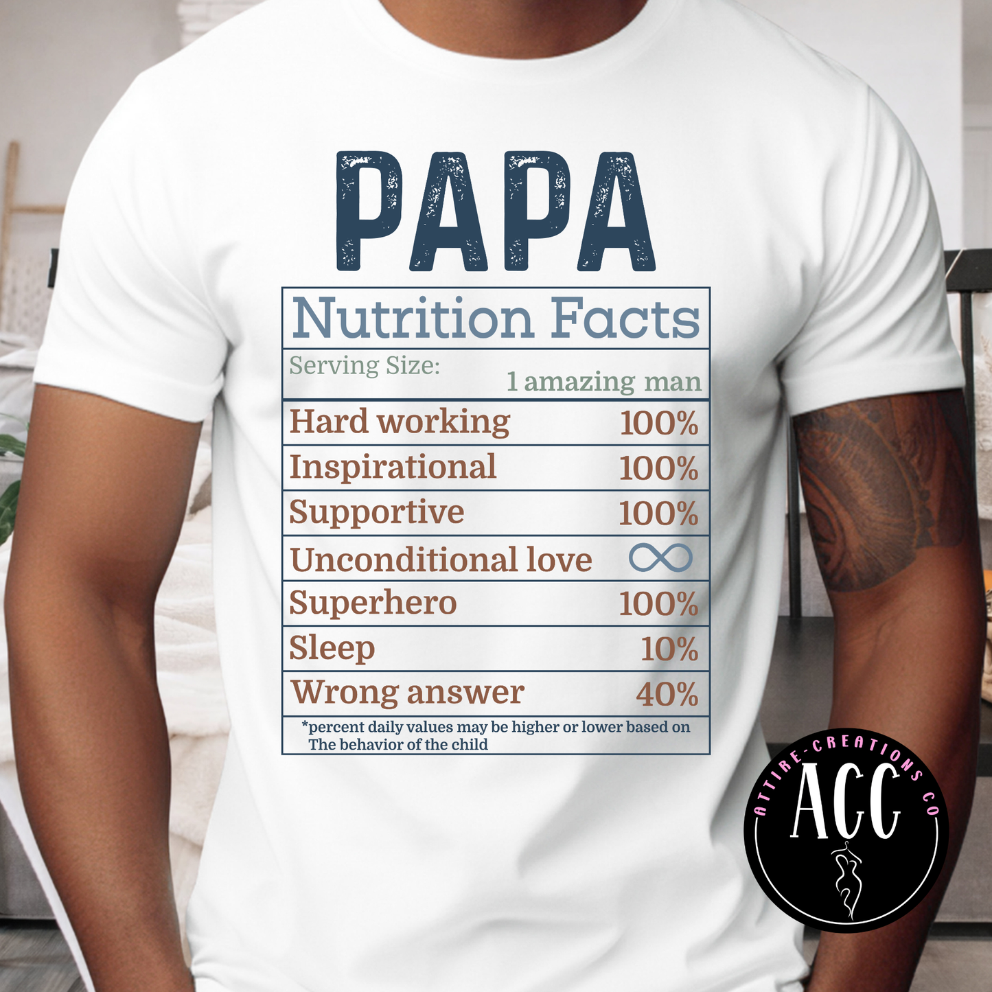 Papa Nutrition Facts Graphic Tee