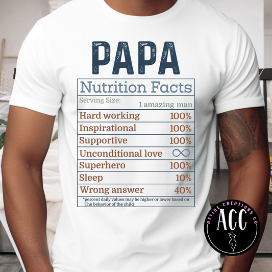 Papa Nutrition Facts Graphic Tee
