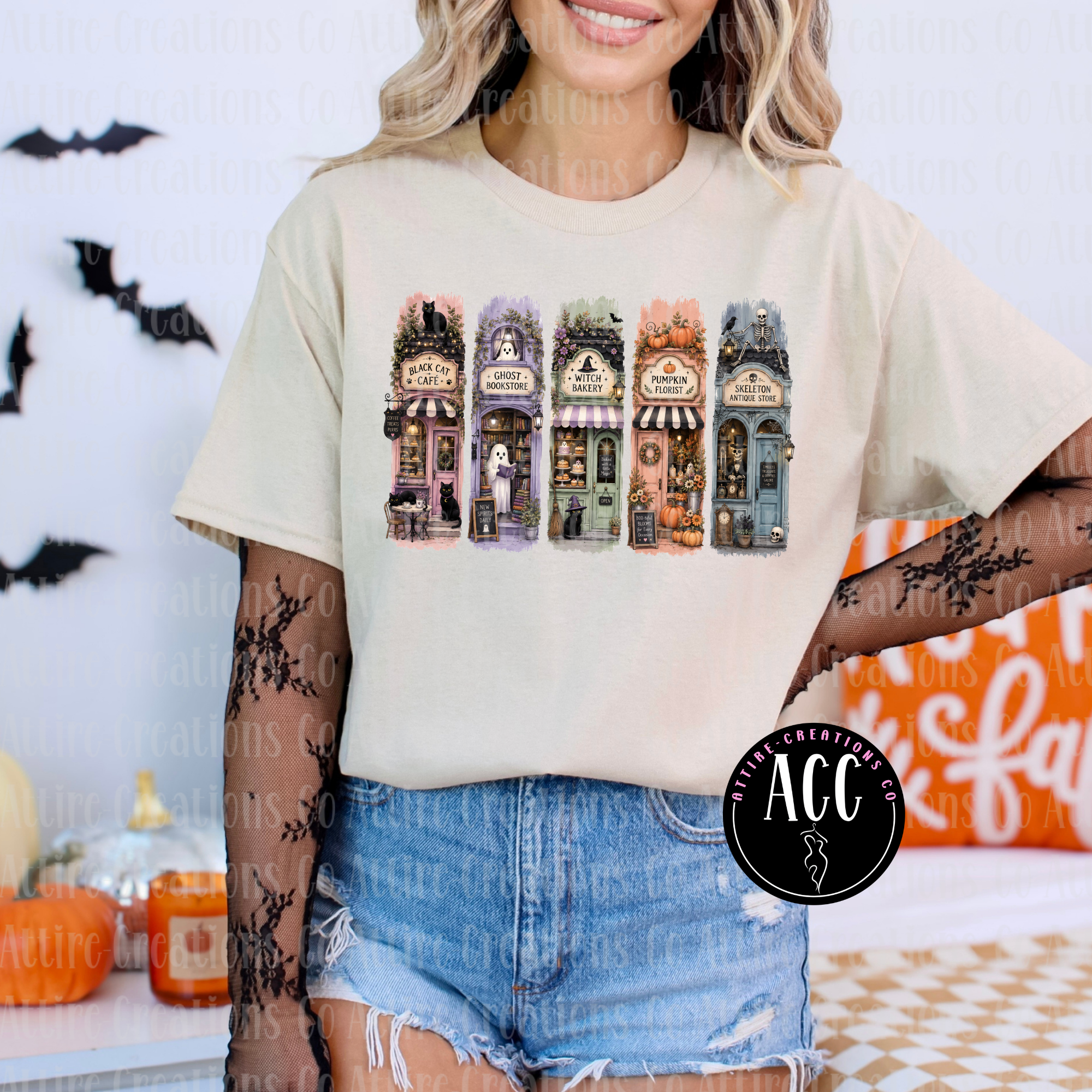 Black Cat Cafe, Ghost Bookstore, Witch Bakery & More Graphic Tee
