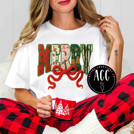 FAUX Yarn- Merry Christmas with Bow