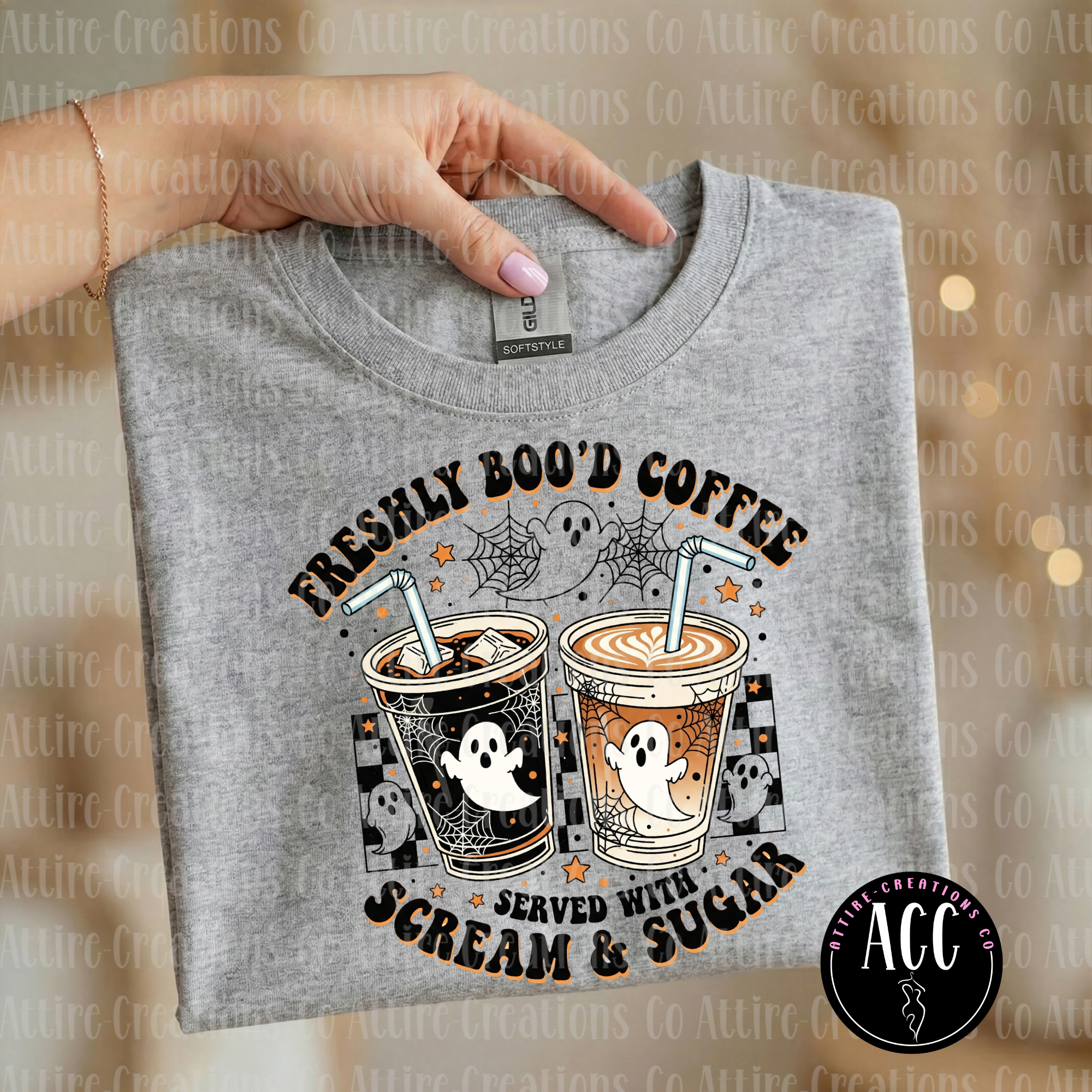 Freshly Booed Coffee Halloween Graphic T-Shirt
