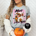 Moo I Mean Boo! Halloween Graphic T-Shirt
