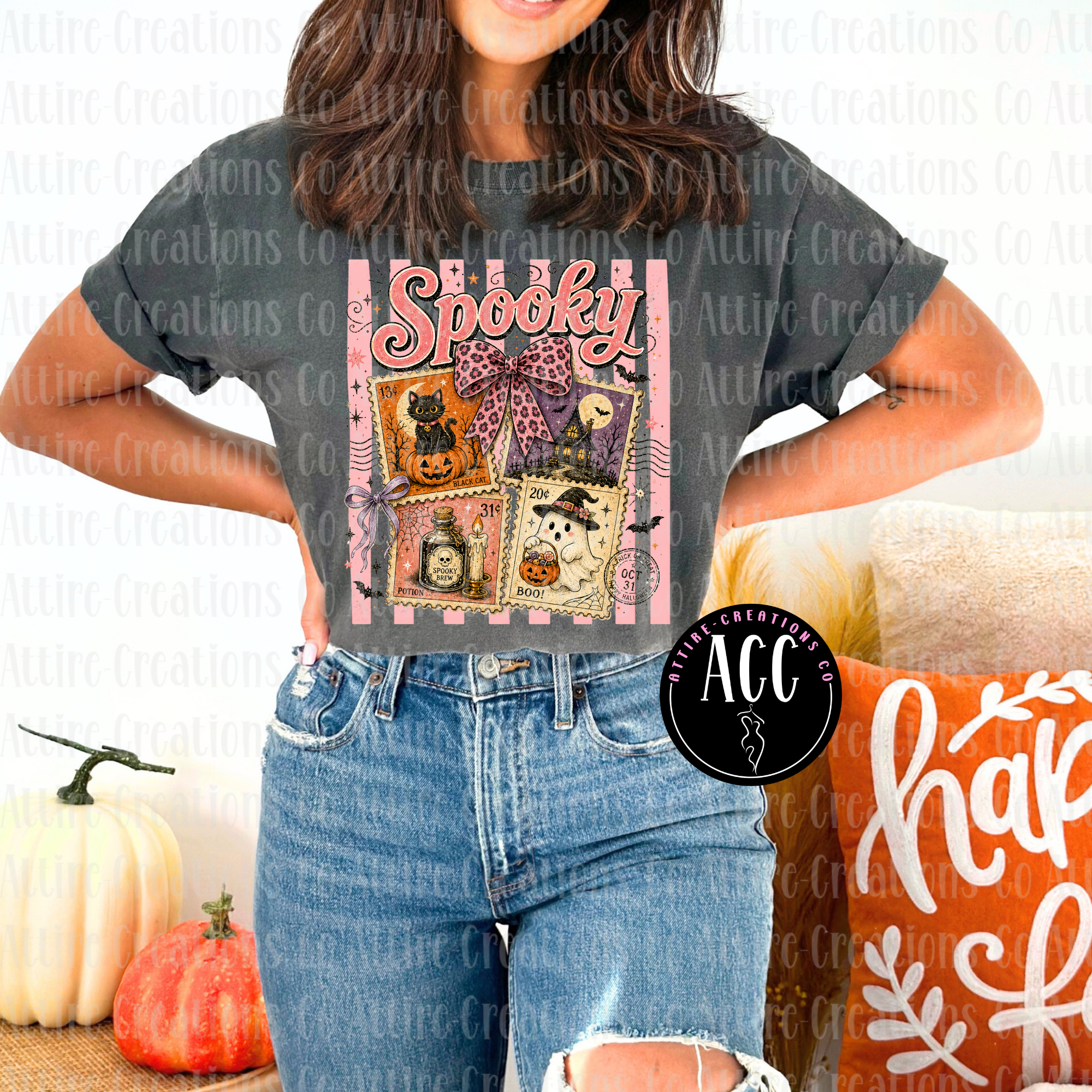 Spooky Stamp Halloween Graphic T-Shirt