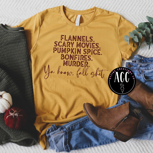 Hello Fall Graphic Tee- Bonfires, Murder, Scary Movies