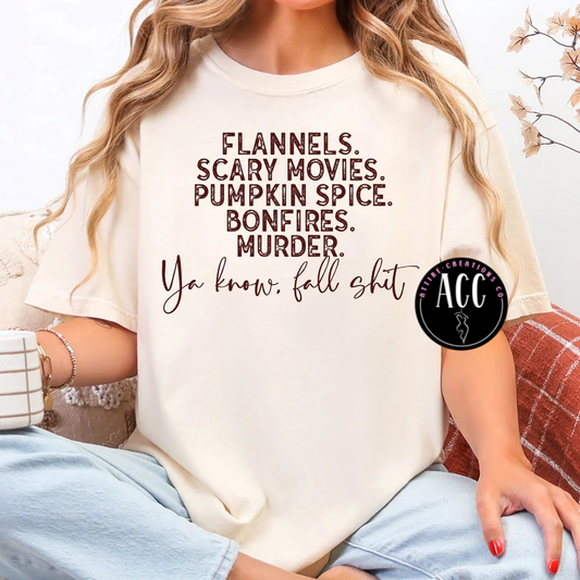 Hello Fall Graphic Tee- Bonfires, Murder, Scary Movies
