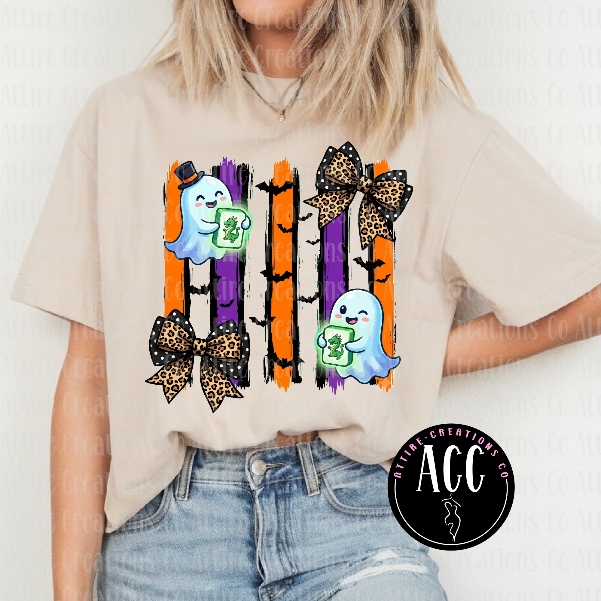 Ghost, Bows & Mahjong Graphic Tee