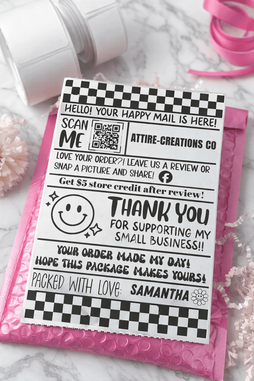 Custom Happy Mail Labels (4x6 Thermal – Logo + QR Code) - Attire - Creations Co