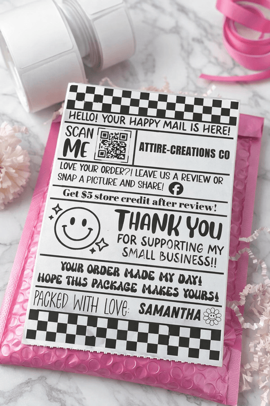 Custom Happy Mail Labels (4x6 Thermal – Logo + QR Code) - Attire - Creations Co