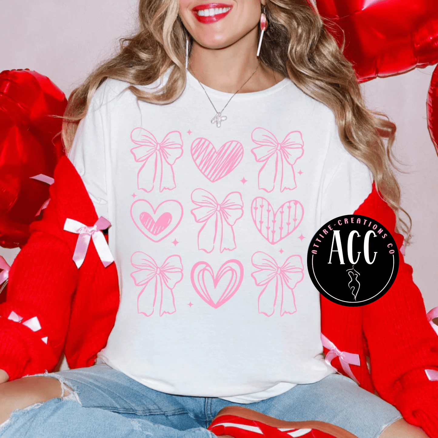 Light pink hearts & bows - Attire - Creations Co