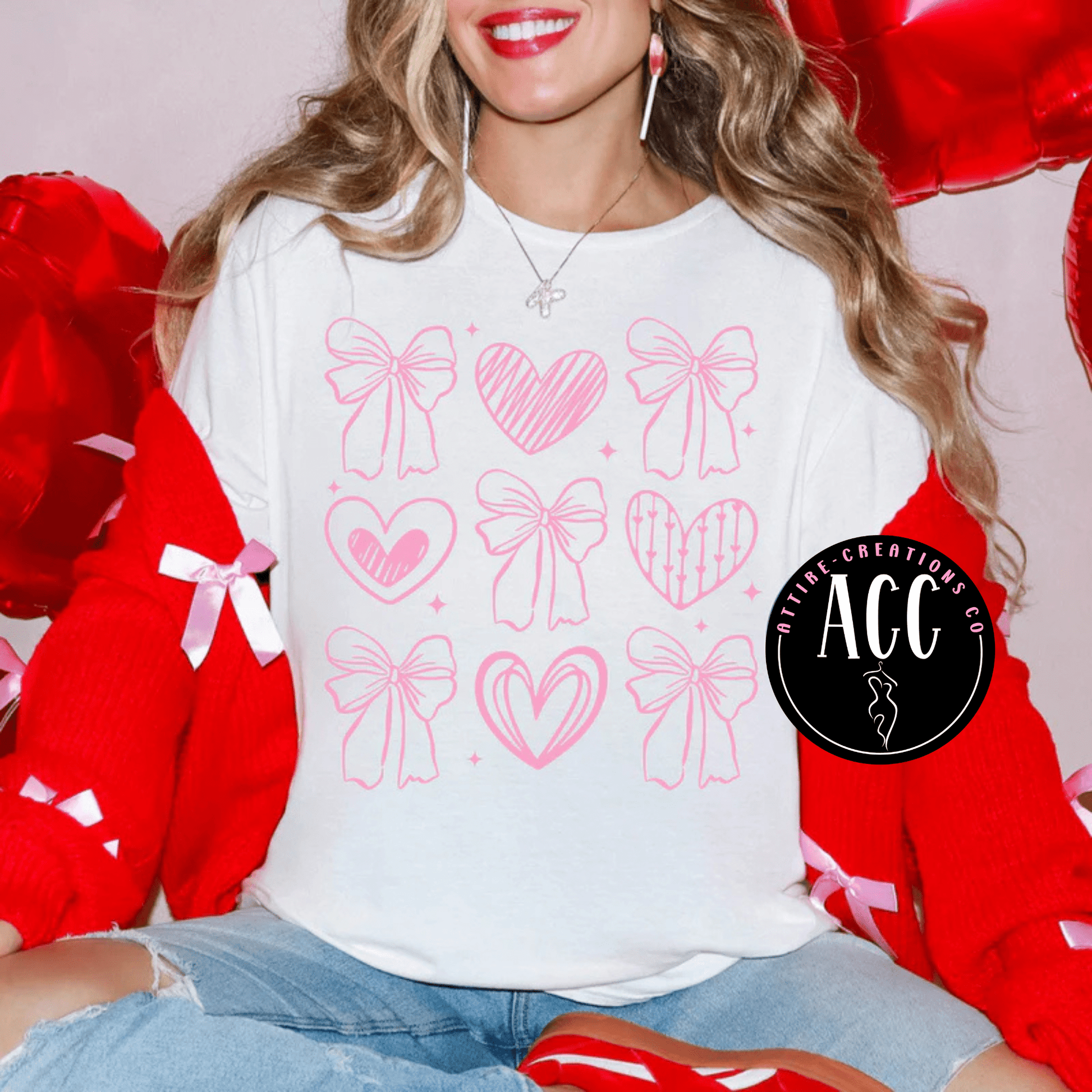 Light pink hearts & bows - Attire - Creations Co