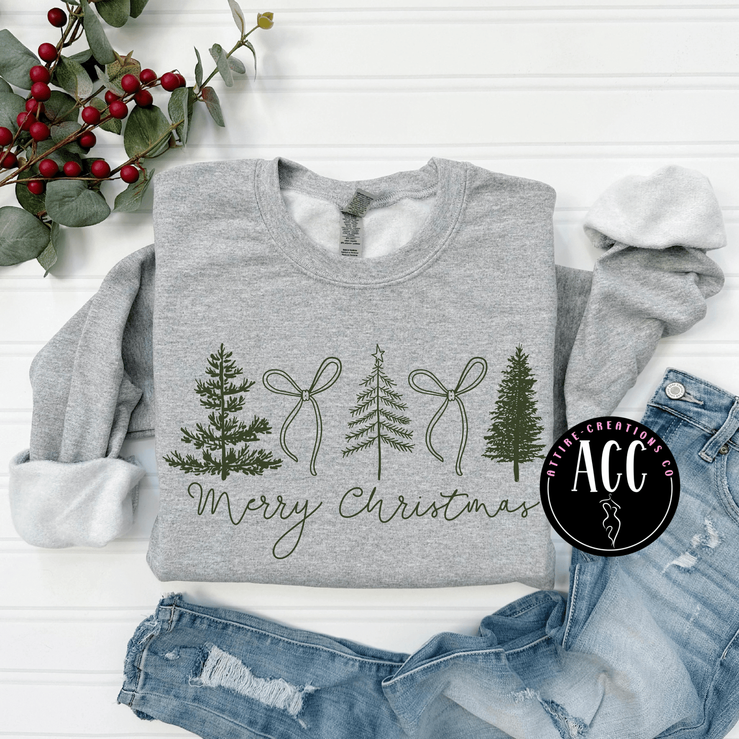 Merry Christmas - Trees & Bow - Attire - Creations Co