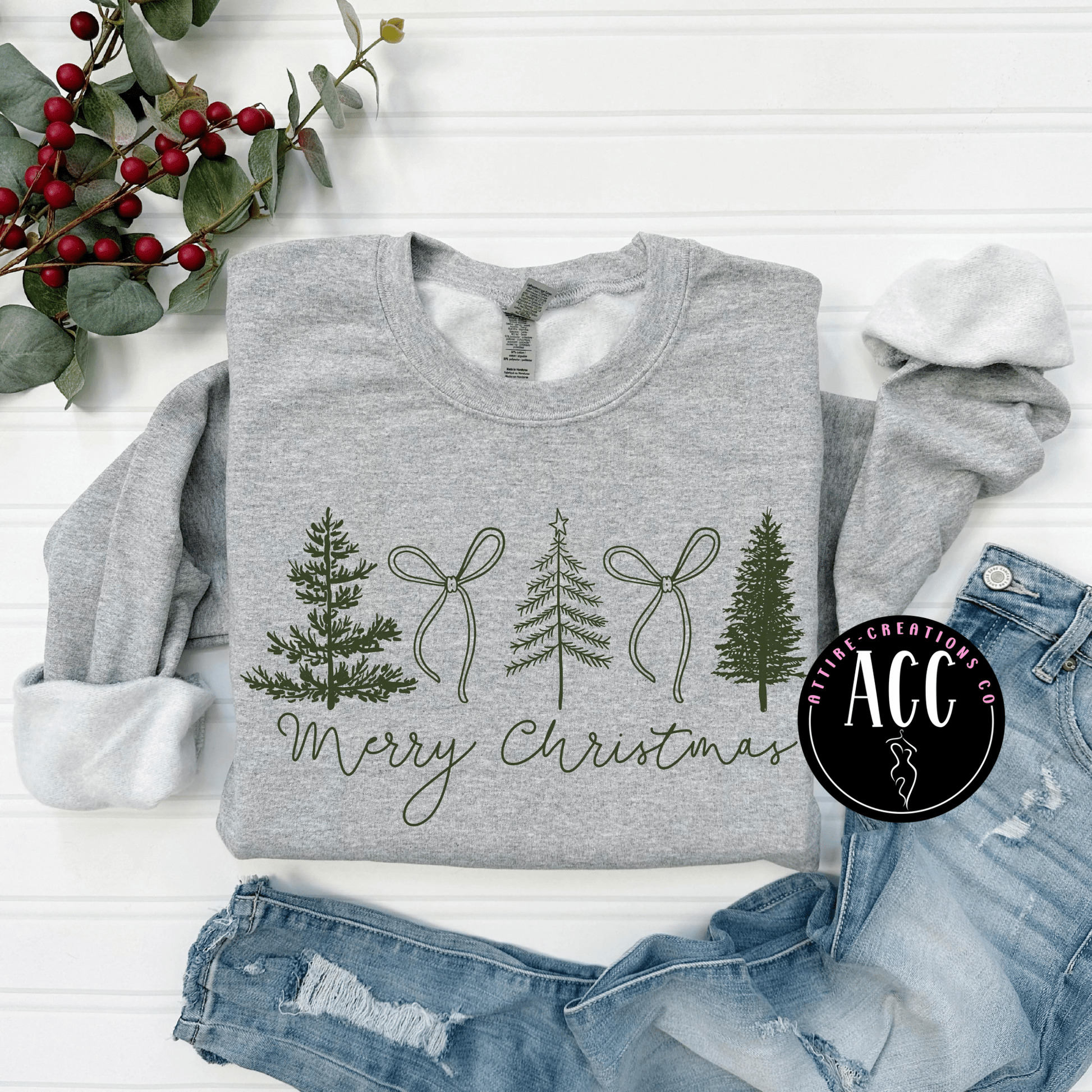 Merry Christmas - Trees & Bow - Attire - Creations Co